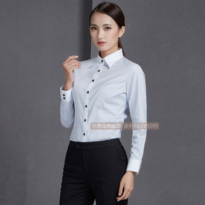 男女職業襯衫長袖-效果圖1