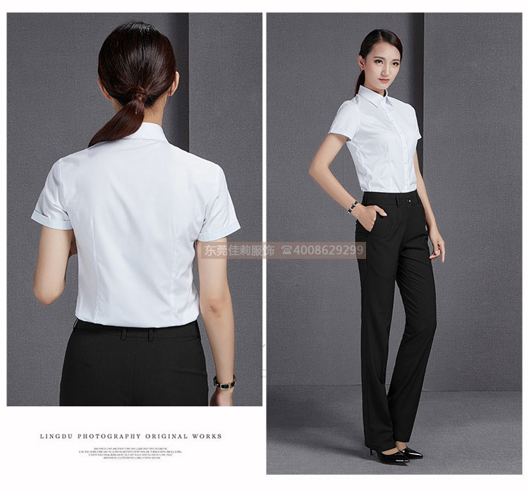 女士職業白色短袖襯衫-產品圖11
